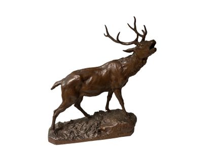 null Charles VALTON (1851-1918)
Stag bellowing
Bronze sculpture with brown patina....