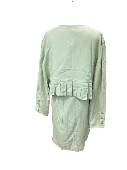 null BALENCIAGA
Apple green viscose blend suit including a pleated basque jacket...