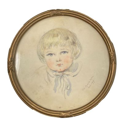 null Ida COUSIN RISLER (1837-1905)
Girl
Watercolor and charcoal on paper. Signed...