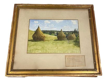 null HENRI GOUILLET (XXth)
20th century French school 
The cypresses
Watercolor on...