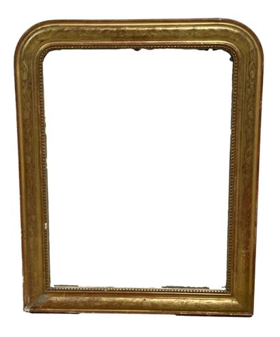null Miroir en bois et stuc doré à décors de fueillages
XIXème siècle
(Manque)
88x63...