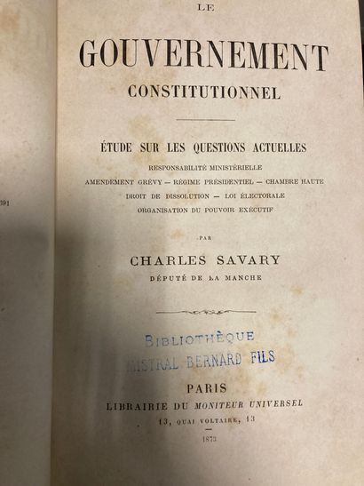 SAVARY (Charles) 
Le gouvernement constitutionnel
Etudes...