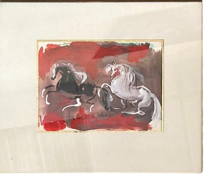 null Hassan EL GLAOUI (1924-2018)
Deux chevaux
Encre et gouache sur papier. Signé...