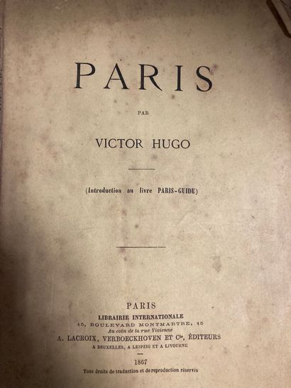 null HUGO (Victor)
Paris.
Introduction du livre Paris guide. Lacroix, 1867, in-8...