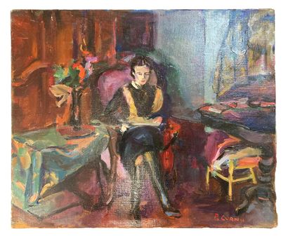 null Pierre CORNU (1895-1996)
Jeune femme à la lecture
Huile sur toile. Signé en...
