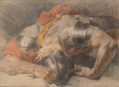 Ecole française vers 1780-1800 French school circa 1780-1800

Reclining soldier

Pastel...