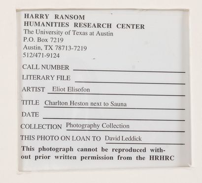 ELIOT ELISOFON (1911-1973) 
Eliot ELISOFON (1911-1973)




Charlton Heston in his...