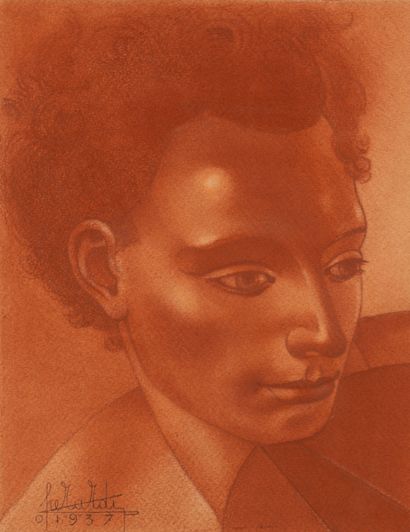 null HERARDI (XXème)
Portrait de jeune homme, 1937
Sanguine sur papier signée et...