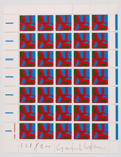 null GENERAL IDEA
Aids, 1988
Planche de timbres numérotée 121/200 et signée 
28x21...