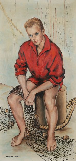 null René CAZASSUS (1932-)
Jeune pêcheur au filet
Huile sur toile signée en bas à...
