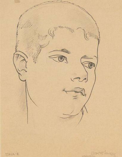 null Clément SERVEAU (1886-1972)
Costa, 1934
Portrait au graphite et encre sur papier,...