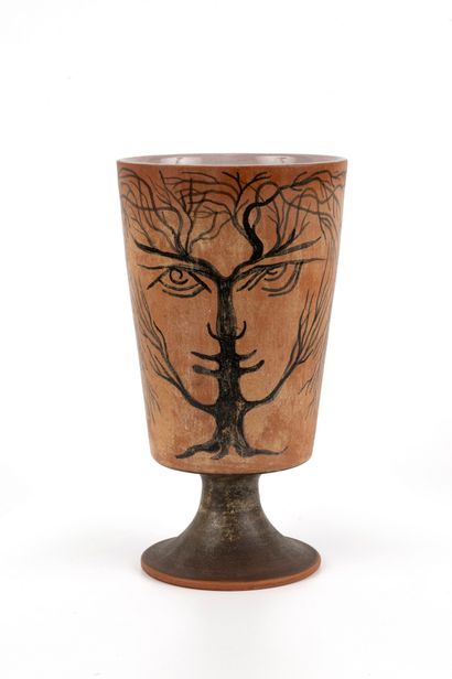null Jean MARAIS (1913-1998) L'arbre aux visages
Vase sur piédouche en terre de faïence...