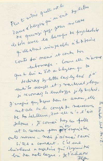 null Jean COCTEAU (1889-1963) Mon Jeannot
Ensemble de deux lettres adressées à Jean...
