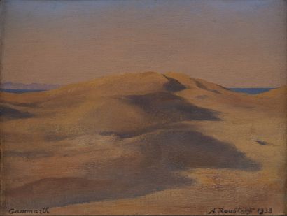  Alexandre ROUBTZOFF (1884-1949). 
Dune de Gammarth, Tunisie. 
Toile decoupée et... Gazette Drouot