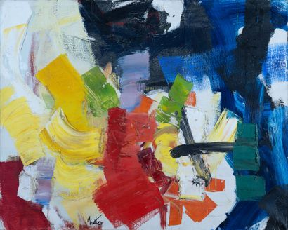  Jean MIOTTE (1926-2016). 
Composition. 
Huile sur toile signée en bas à gauche.... Gazette Drouot