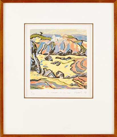 null Claude HUART (1931-2022), "La maison du Pen Du" xylographie en couleurs signée...