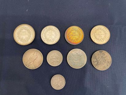 null Lot de pièces en argent: une pièce de 50 francs Hercule 1978 - 3 pièces de 10...