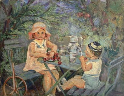 null Pauline BIRLAND ? (20th century): 

Children in the Garden, 1932. 

Oil on canvas...