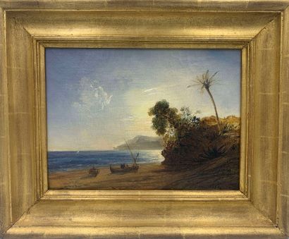 null Théodore GUDIN (1802-1880): 

Orientalist landscape in the Mediterranean, 1850....