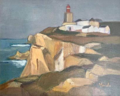 null School of the XXth century: 

The lighthouse on the pier. 

Oil on canvas bearing...