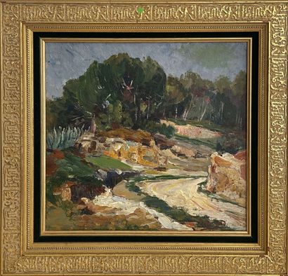 null L.BERNARD (XXth century) : 

Landscapes. 

Oil on cardboard painted on both...