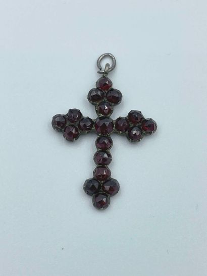Pendant cross in silver (925) decorated with...