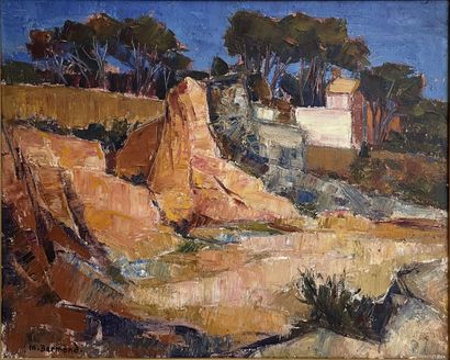 null Marguerite BERMOND (1911-1991): 

Nimes, The mazets above the quarry, 1963....