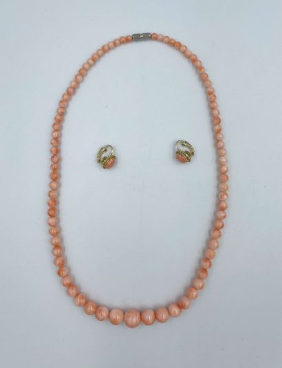 Coral jewelry set including a necklace made...