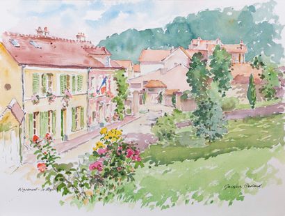 null Jacques GODARD (1920-2016) : Set of watercolors and inks:

- Aigremont - The...