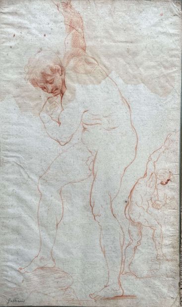 null Ecole florentine, XVIIème siècle : 

Etude d'homme. 

Dessin à la sanguine sur...