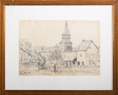 Narcisse GUILBERT (1878-1942) :
Vue de village
Crayon...