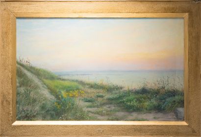 null Alfred SCHLOMKA (19th-20th century) :
View of Le Havre
Pastel on canvas signed...