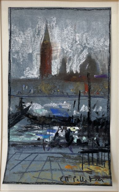 null Charles PELLETIER (1922-2005) :
View of Venice
Pastel on paper signed lower...
