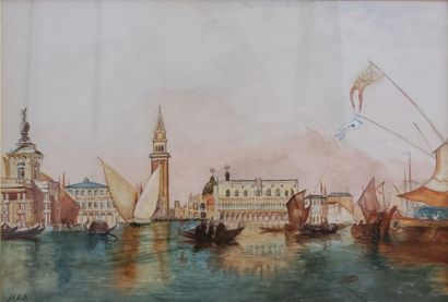 Ecole début du XXe siècle: Vue de Venise...