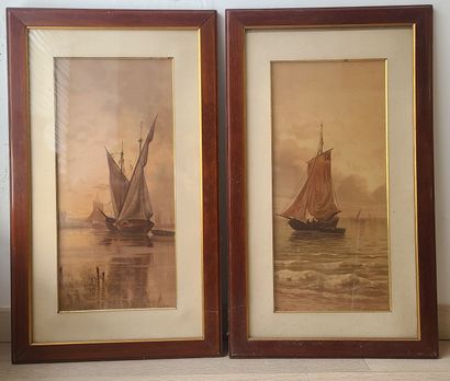20th century school, Sailing boats
Two engravings...