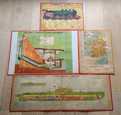 Three vintage educational game boards