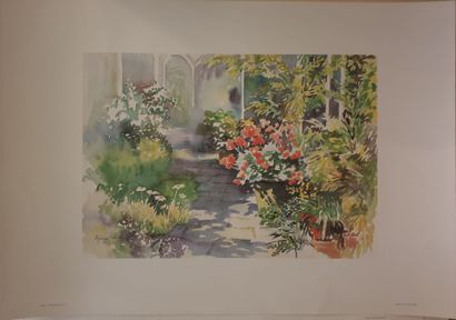 null Lot of silkscreen prints:
Marie PARA (20th century) after : Terrasse fleurie...