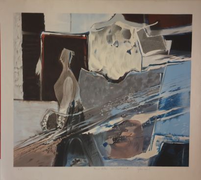 null Claude MANCINI (born 1937): Abstraction en bleu, gris et blanc
Lithograph signed...