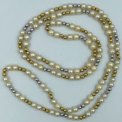Sautoir composé d'une alternance de perles...