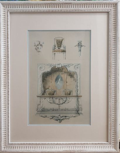 Suite of two framed reproductions, one a...