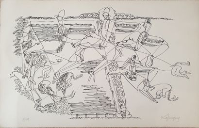 null Charles LAPICQUE (1898-1988): 
Jumping scene
Lithograph signed in graphite lower...