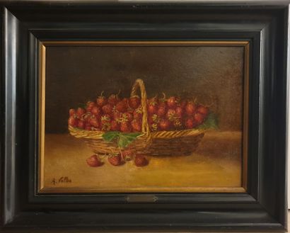 null Antoine VOLLON (1833-1900): 
Still life with a basket of strawberries
Oil on...