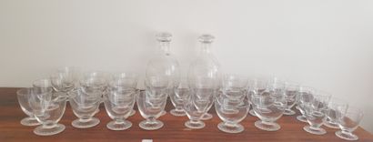 null DAUM, Model BERNY, Part of a service of crystal glasses including :
12 champagne...