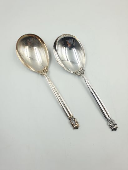 Georg JENSEN, two 800‰ silver serving spoons...