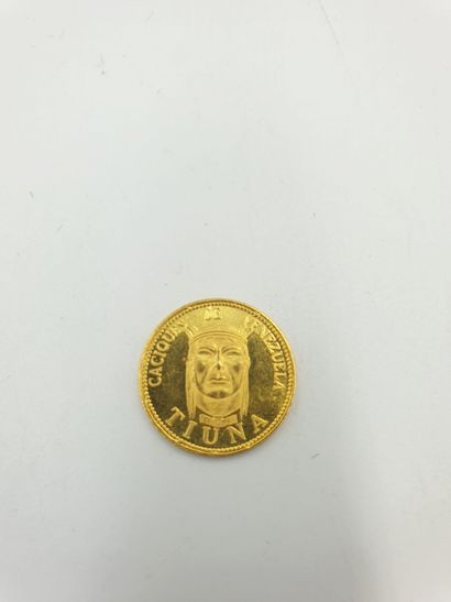null Gold coin, Obverse: CACIQUES DE VENEZUELA / SIGLO XVI / ACUNADA EN CARACAS /-LEY...