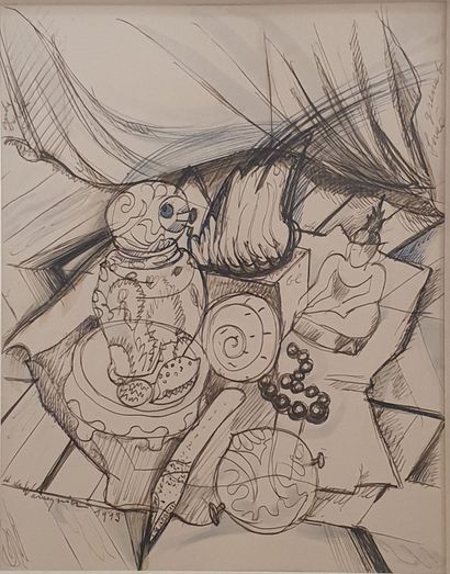 null Henri de WAROQUIER (1881-1970): Still Life, 1913
Pen drawing on paper signed...