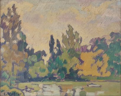 Louis VALTAT (1869-1952): 
Le Bois de Boulogne.
Oil...