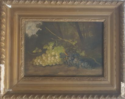 null French school, 19th century: 
Still life with grapes
Oil on panel
23.5 x 33...