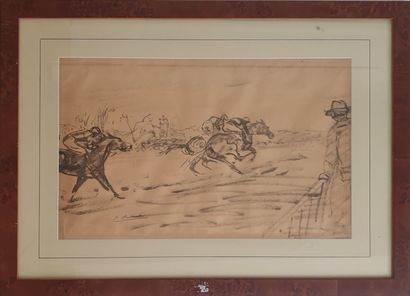 null Pierre Olivier DUBAUT (1886-1968) : 
Horse race
Ink wash on paper signed lower...