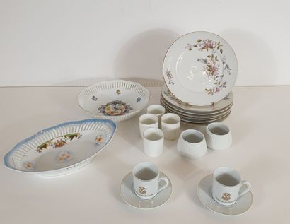 Porcelain set including two coffee cups with...
